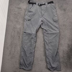 Rugged Exposure Pants Mens 32  Men's Gray Cargo Convertible Zip Hiking Belted